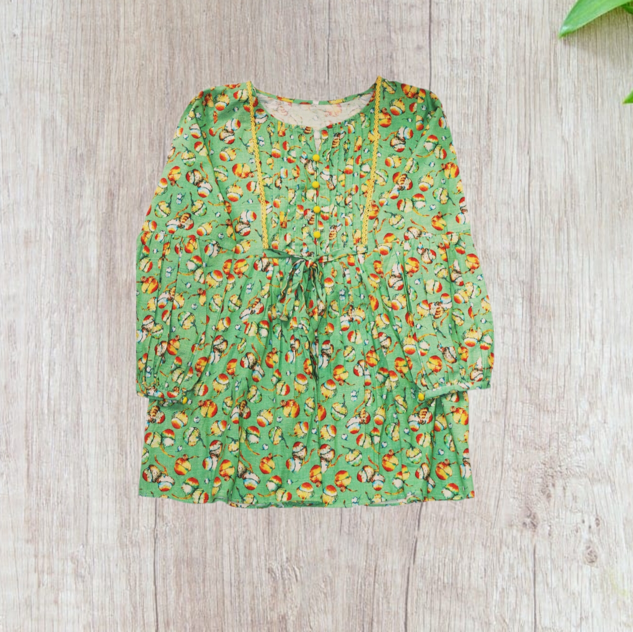 Girls Printed Light Khadar Top